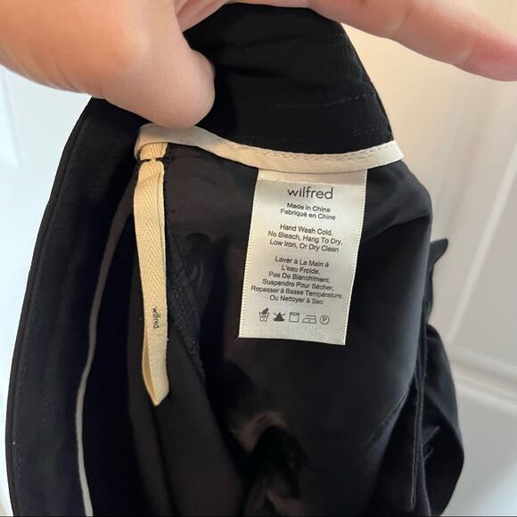 Aritzia Wilfred Allant Black Silk Cuffed Hem Waist Tie Pants Size 00 - Picture 6 of 8